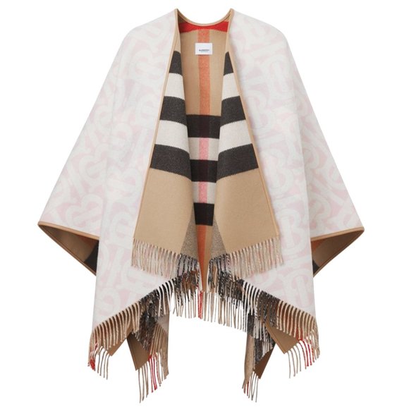 Burberry Reversible House Check/ Monogram Wool Cashmere Jacquard